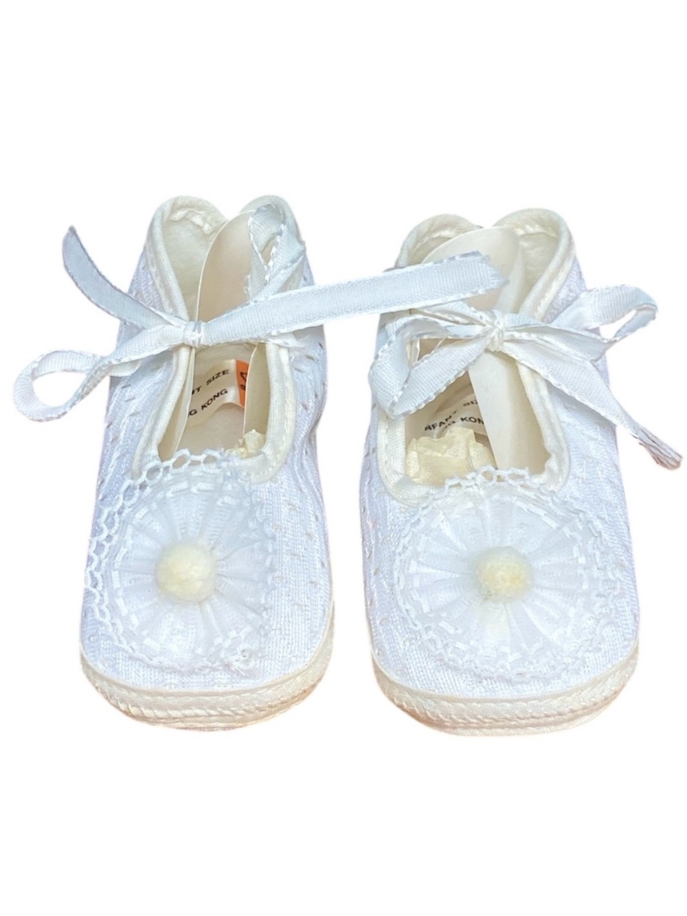 VTG Gold Bug Adorables TV Bootees Infant Girls Cloth Shoes Lace Up White NIB